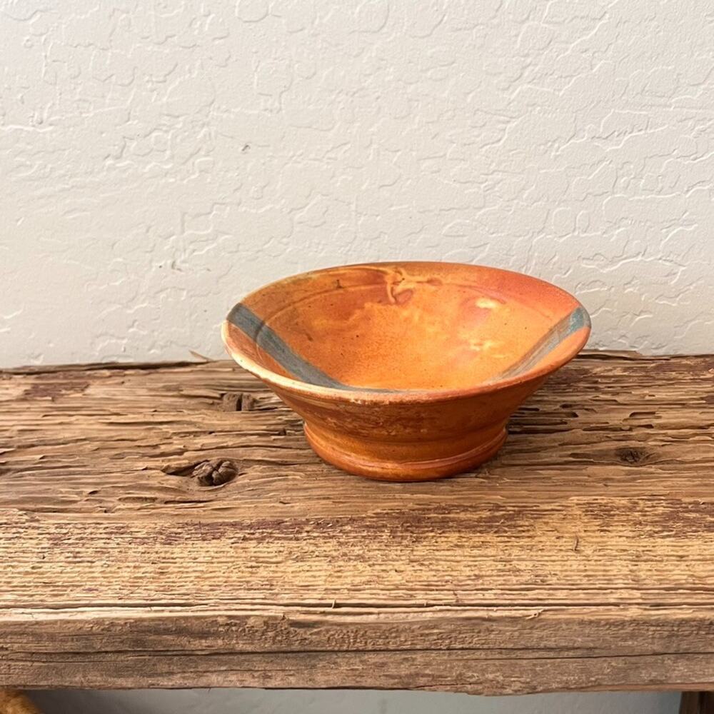 Art Studio Pottery Bowl Warm Tones Single Stripe MCM 6.75" - Picture 6 of 16